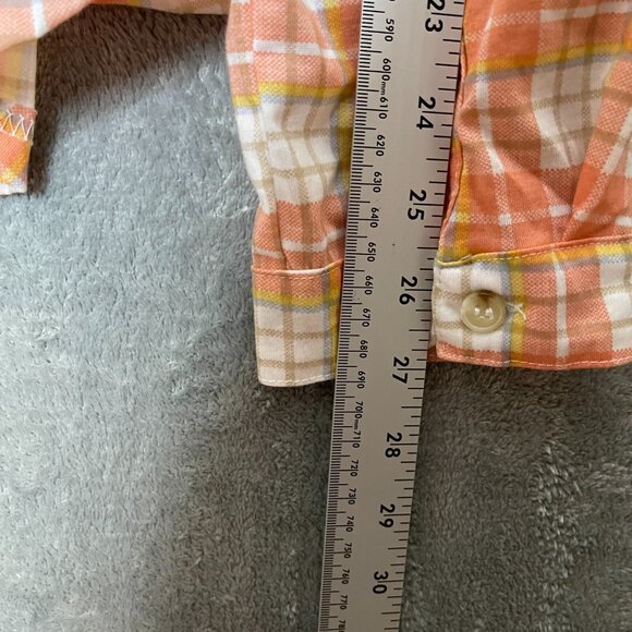 Women Colorful Plaid Lace Up Back Roll Tab Long Sleeve Button Up Shirt XL NWT - Picture 12 of 14